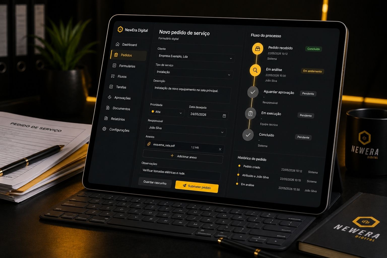 Formulários e fluxos digitais