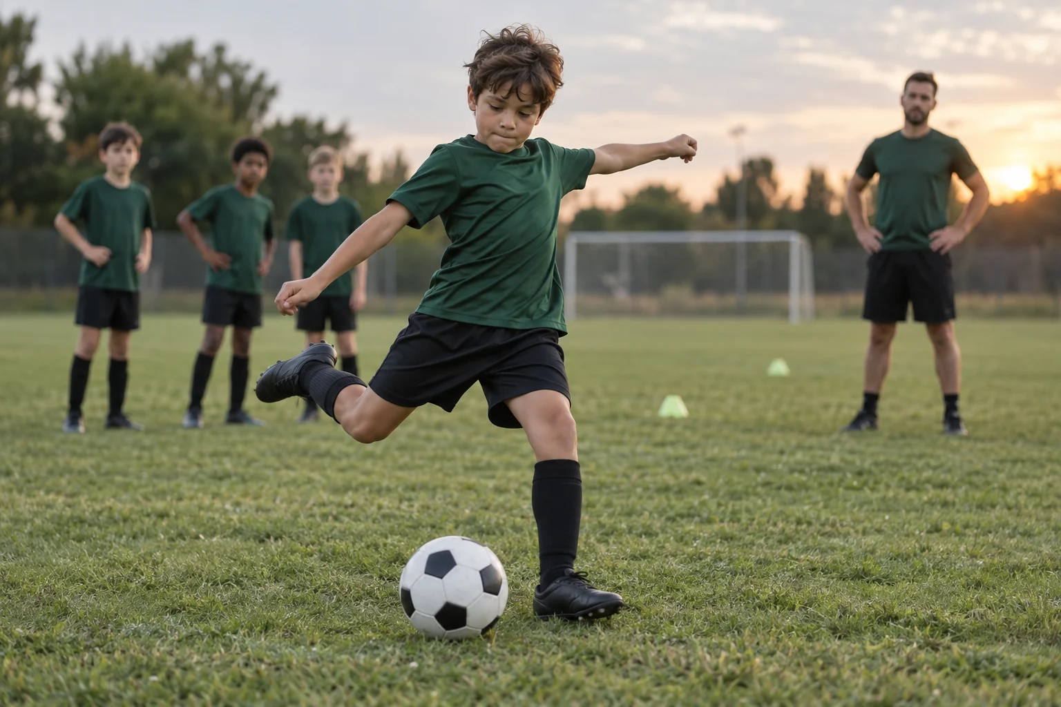 Treino de futebol com atletas fictícios, imagem gerada por IA
